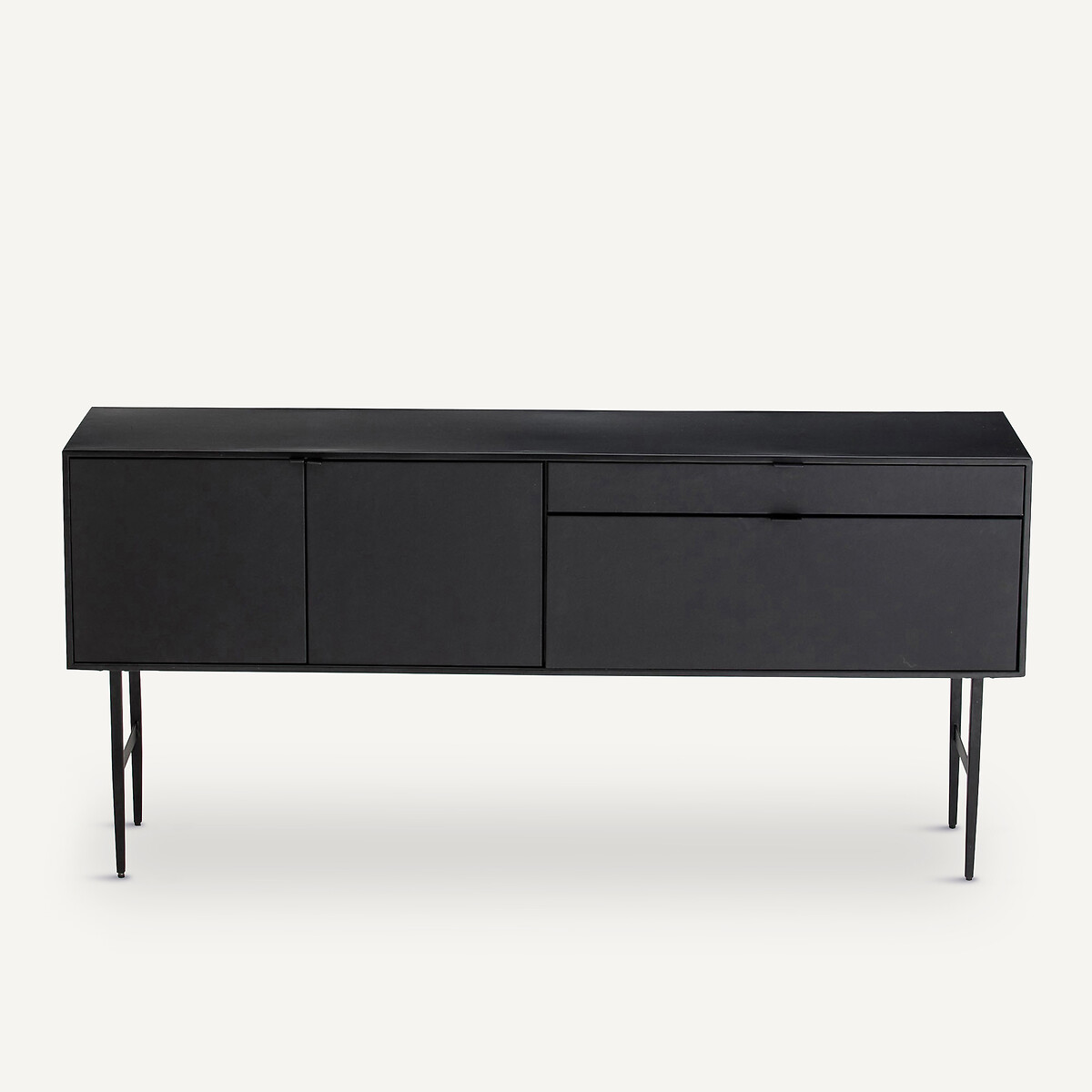 Buffet enfilade métal acier et cuir, Réalto noir, AM.PM