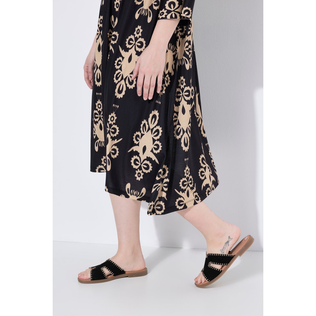 Robe imprimée noir, ULLA POPKEN