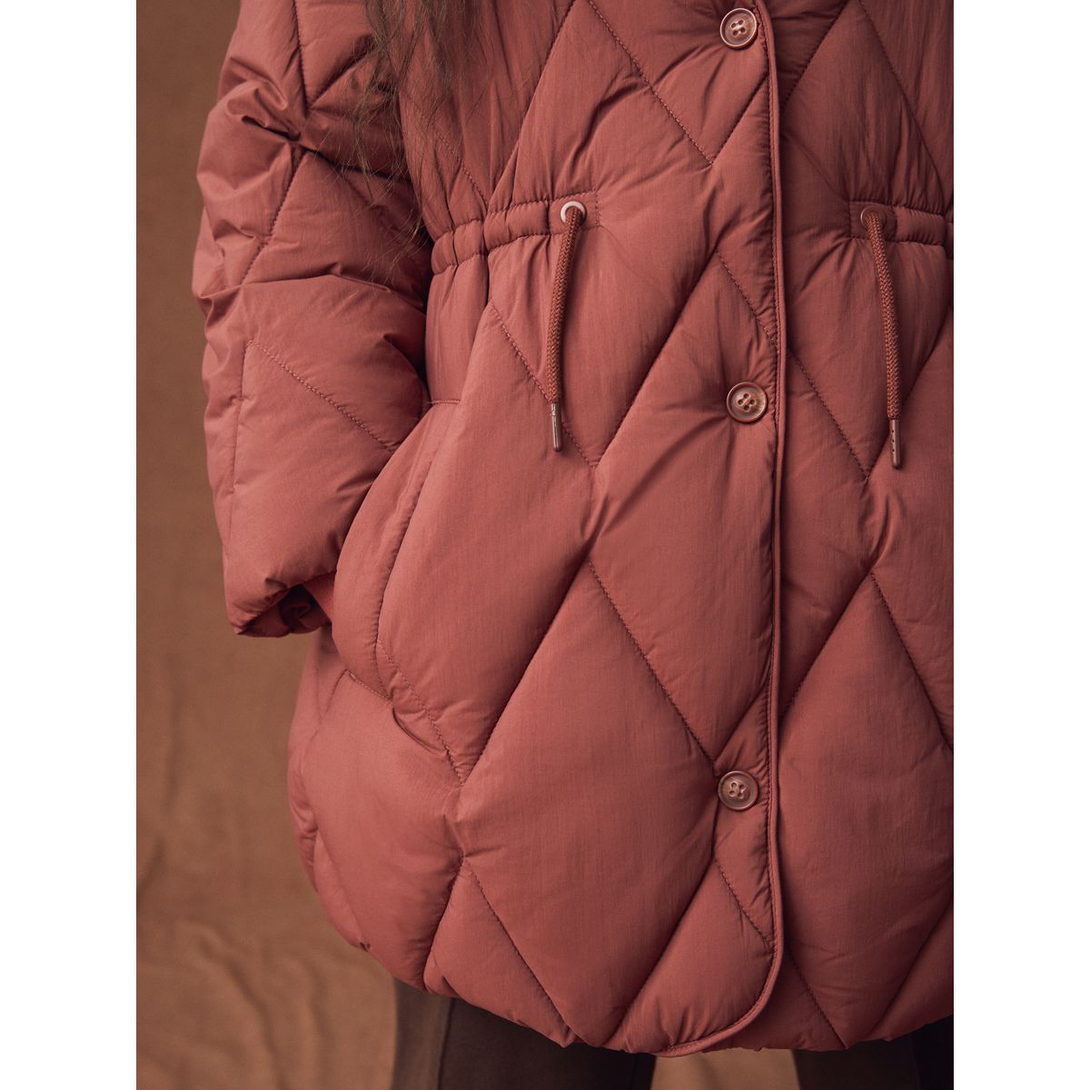 Doudoune imperméable cintrée marron rouille, NEXT