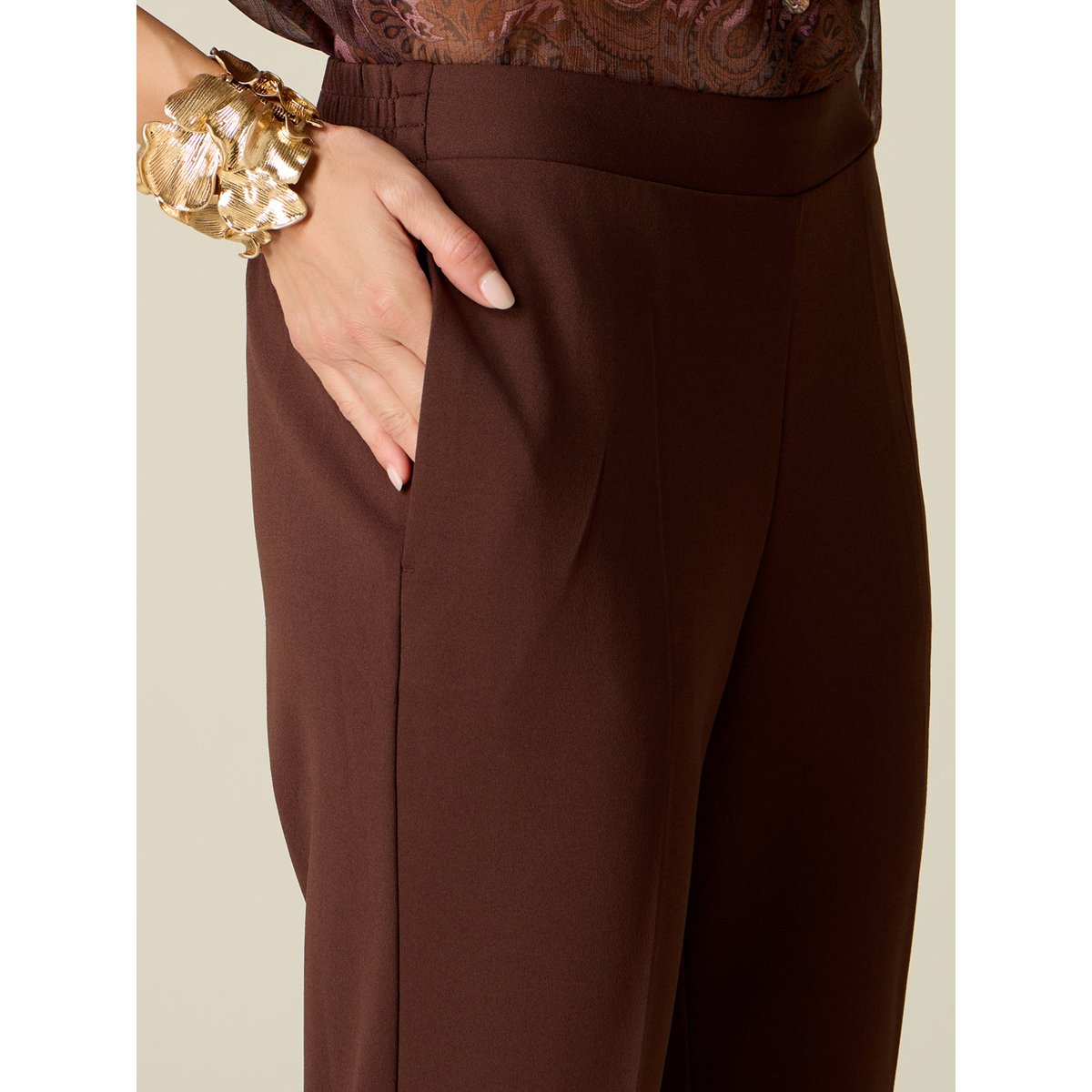 Pantalon coupe droite marron, OLTRE
