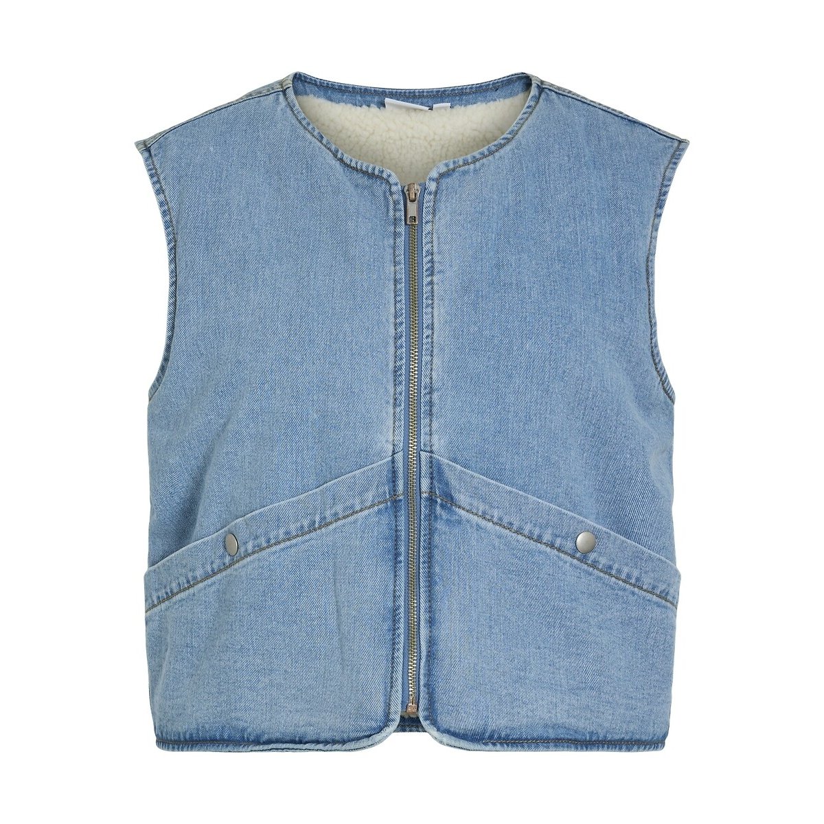 Sleeveless Denim Jacket with Interior Lining light blue, VILA