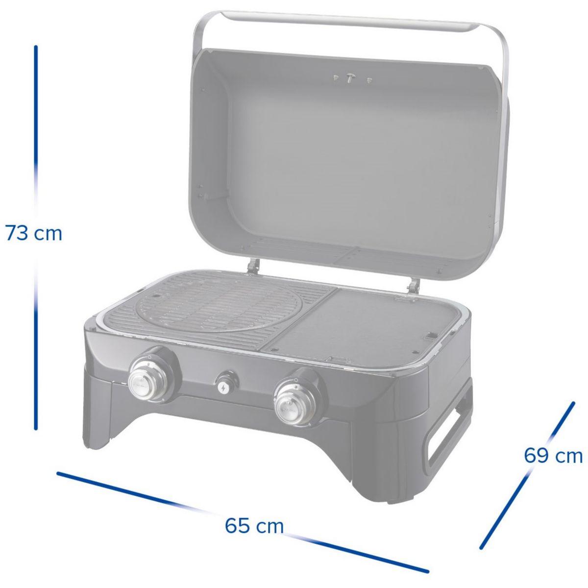 Barbecue gaz Attitude LX noir 2 brûleurs à poser, 58x36 cm noir, CAMPINGAZ