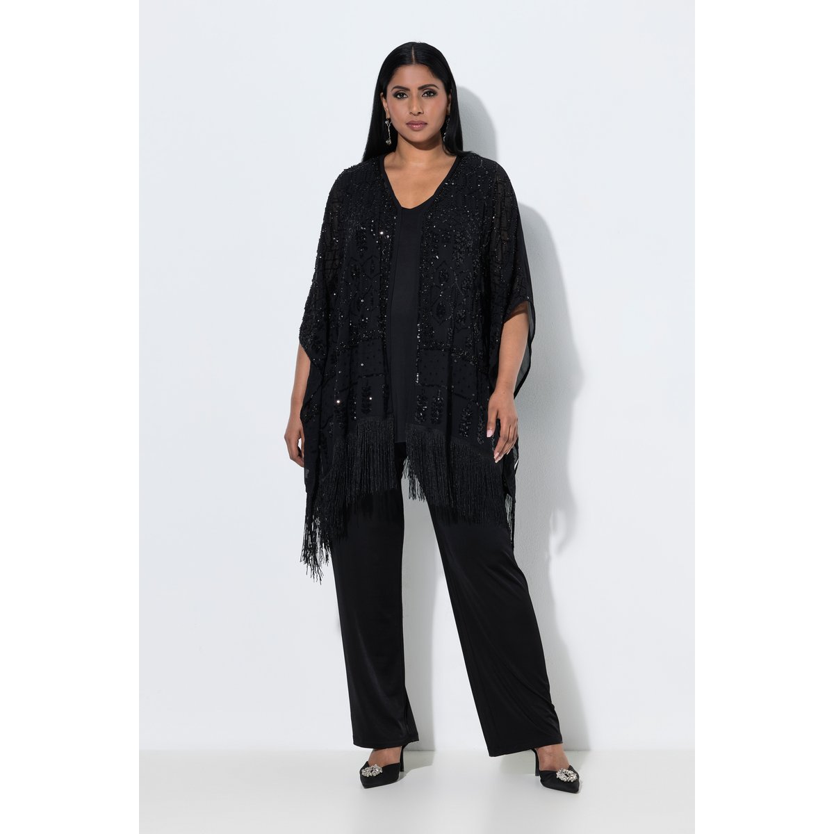 Veste en mousseline avec broderies noir, ULLA POPKEN
