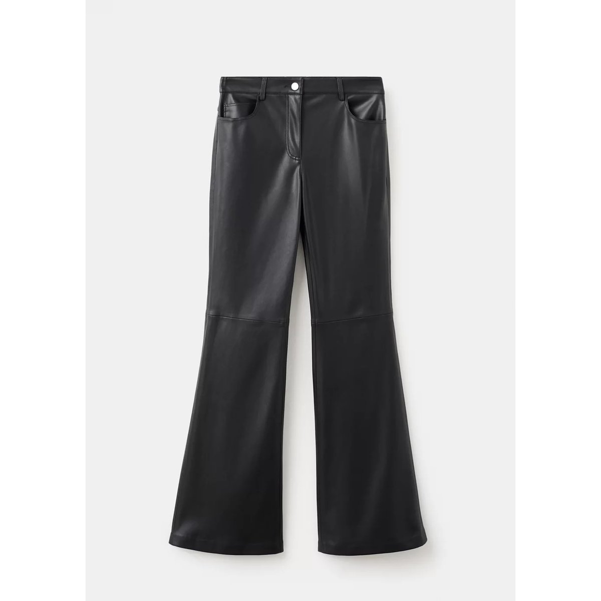 Pantalon flare cuir synthétique noir, MANGO