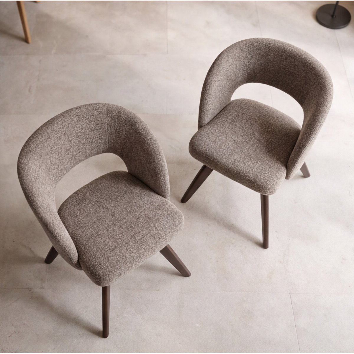 Lot de 2 chaises en bois et tissu chiné, HOLLY taupe, bois, HAPPY GARDEN