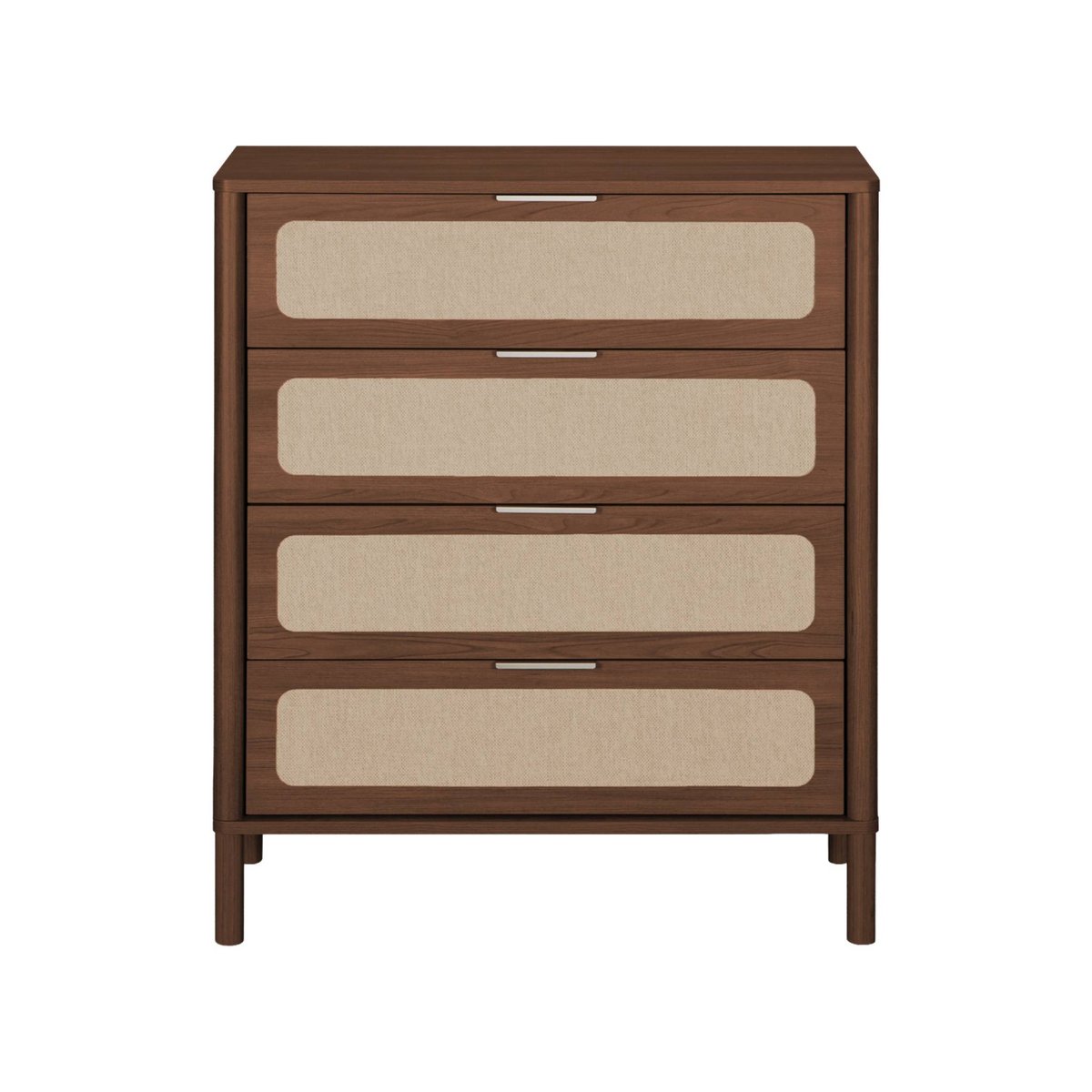 Commode vintage décor bois et cannage 4 tiroirs ETTA noyer, SWEEEK