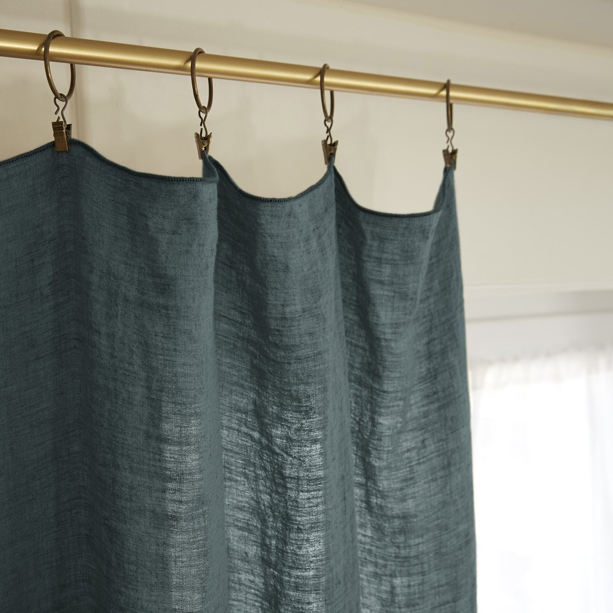 Rideau ajustable lin gris 140x270 gris ardoise, TERRE DE NUIT