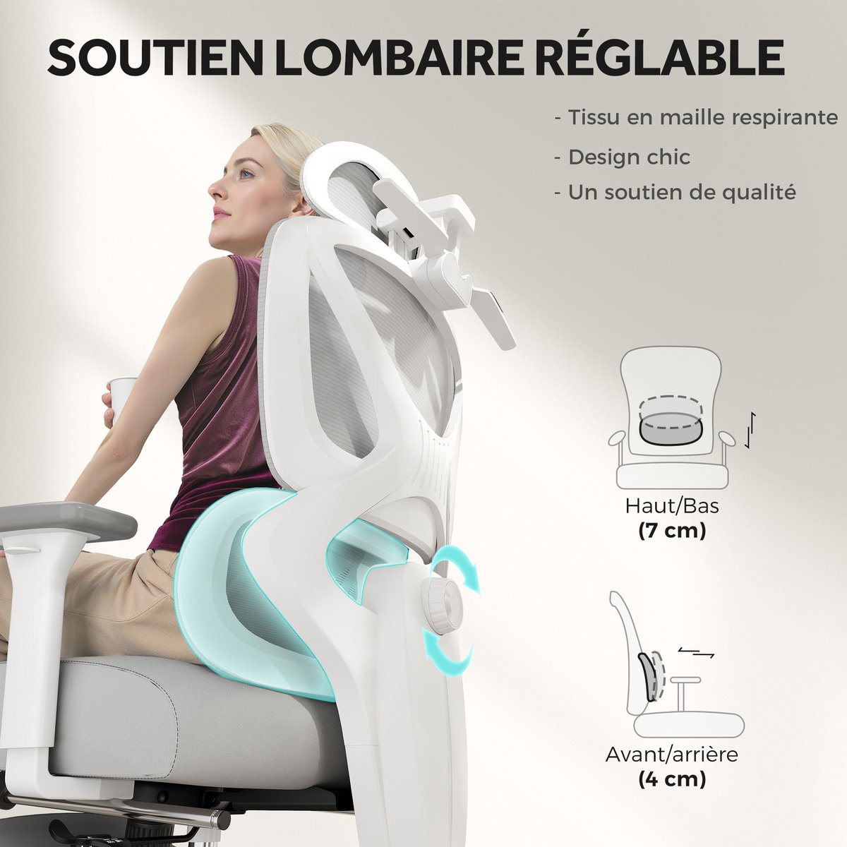 Chaise de bureau Maille (100% polyester) Gris gris, HOMCOM