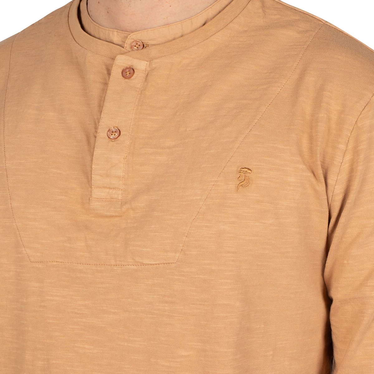 T-shirt basic double col mao camel, SHILTON