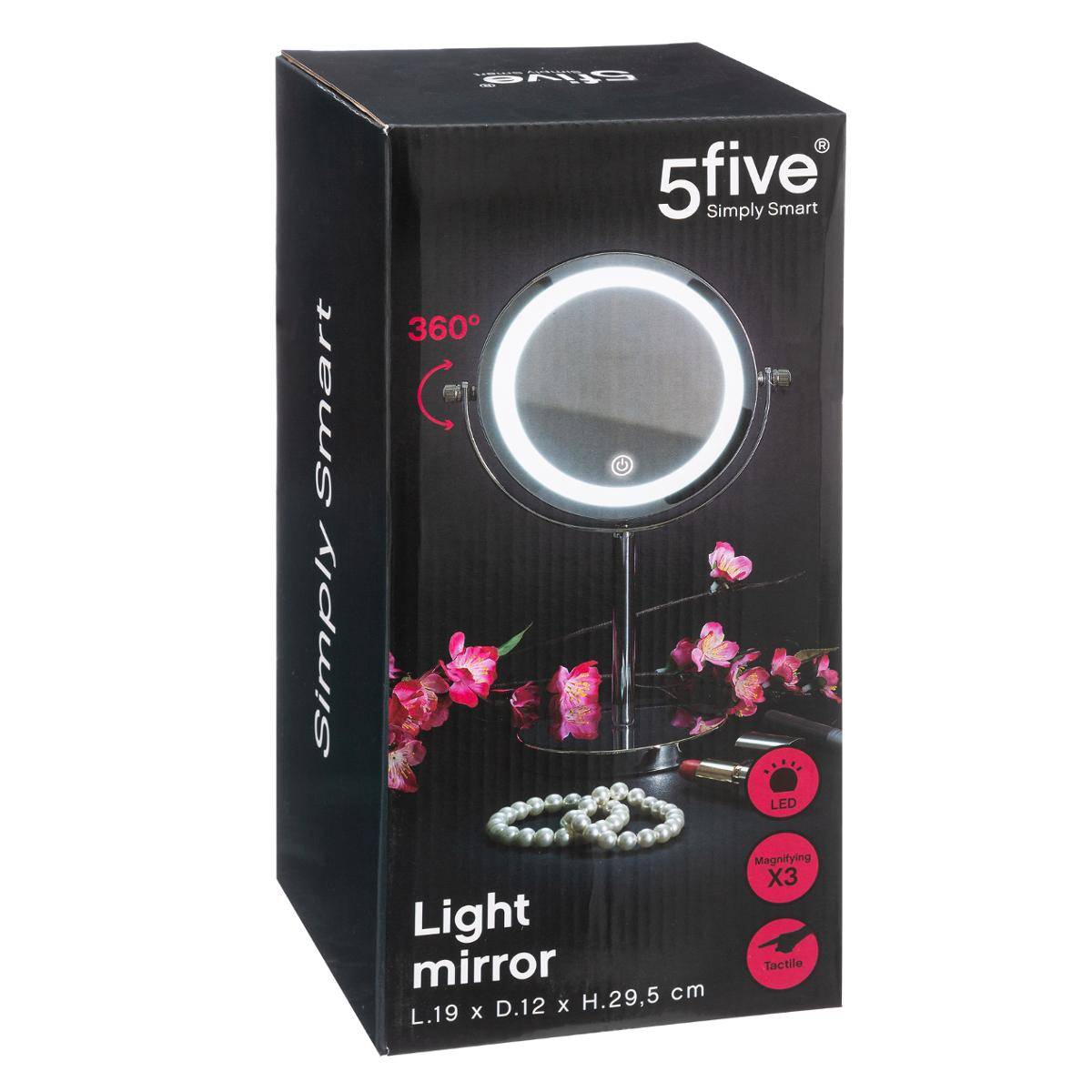 Miroir avec pied chromé LED argent, 5FIVE SIMPLY SMART