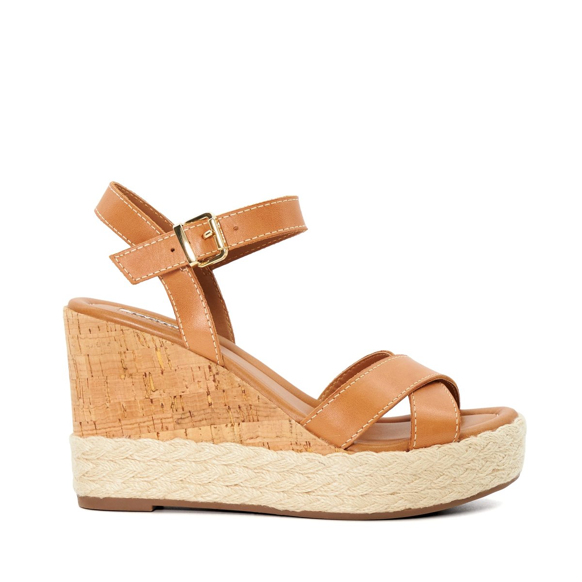 Sandales compensées en liège et tissées - KINDEST tan-leather, DUNE LONDON