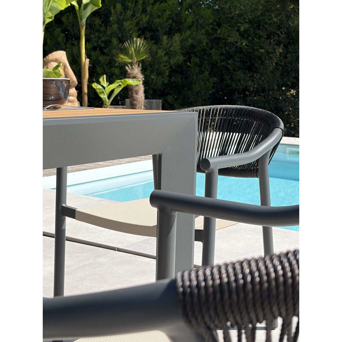 Ensemble repas de jardin 6 places en alu TONGA gris anthracite, DCB GARDEN