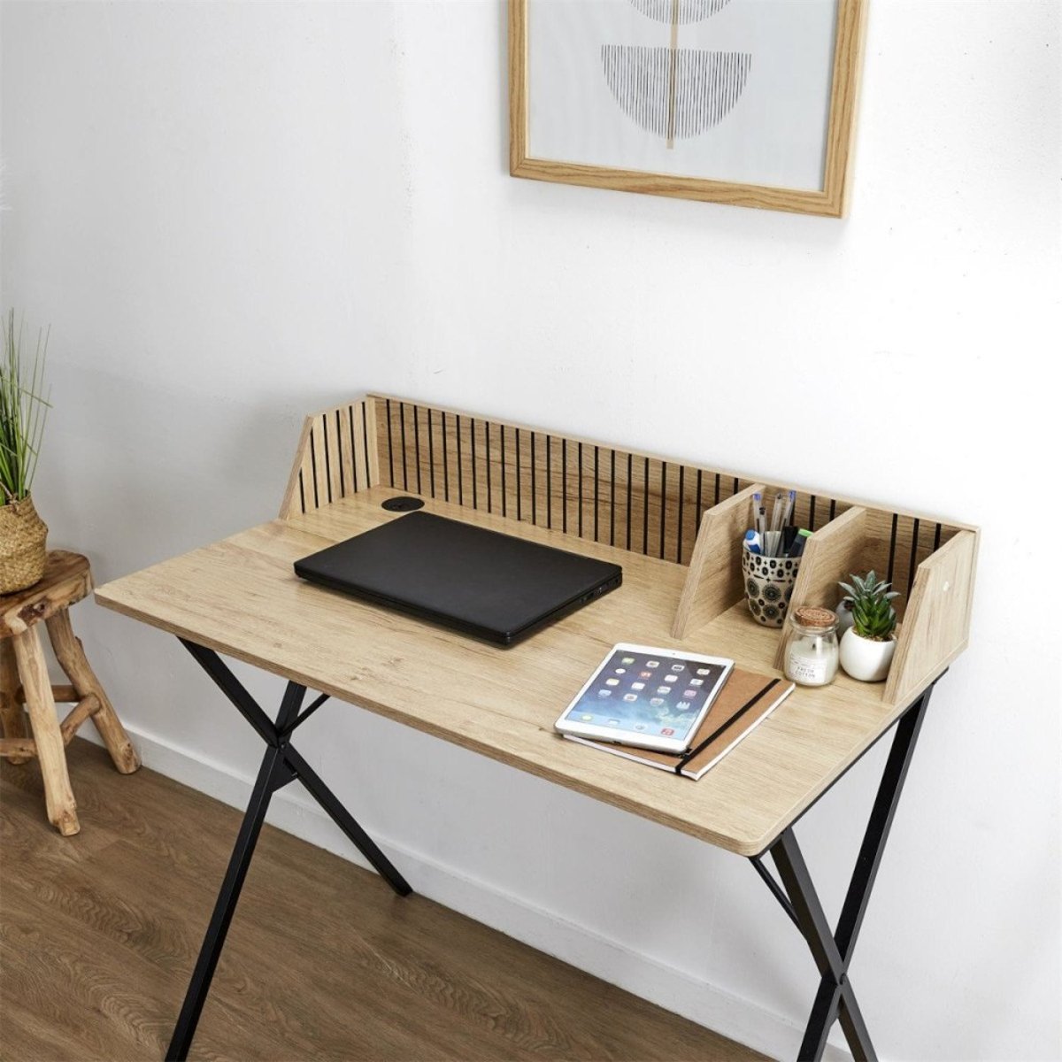 Bureau KLAUS en bois et métal noir, DECORATIE