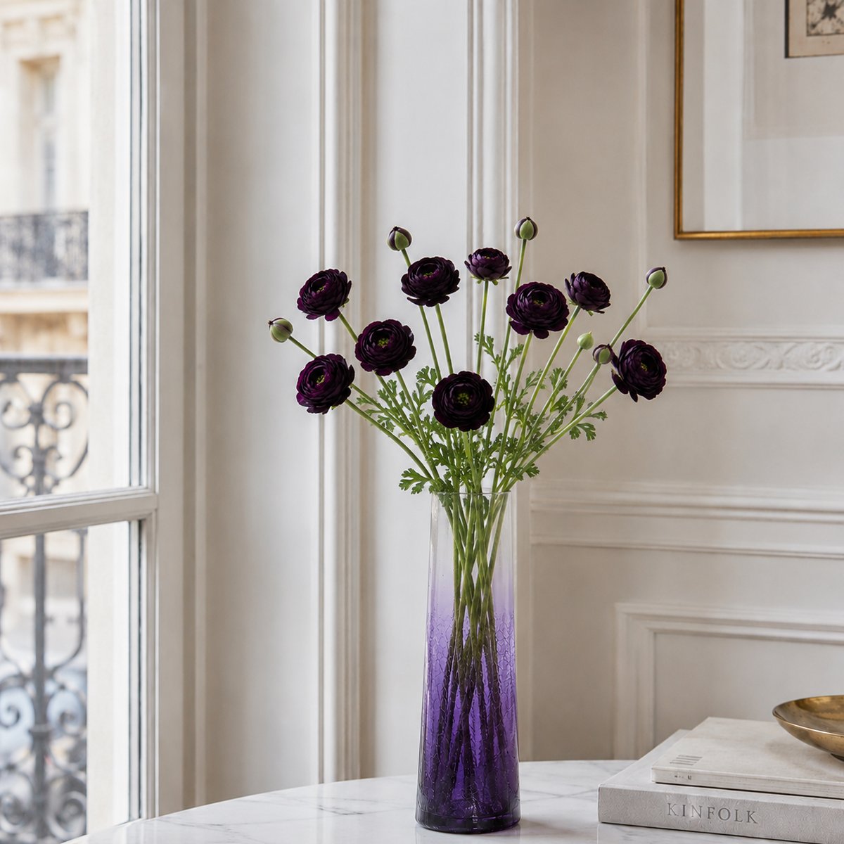 Vase décoratif en verre soufflé H40 ALBA violet, SIA