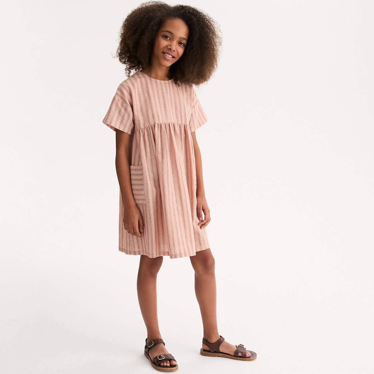 Robe rayée manches courtes, en coton rayé, LA REDOUTE COLLECTIONS