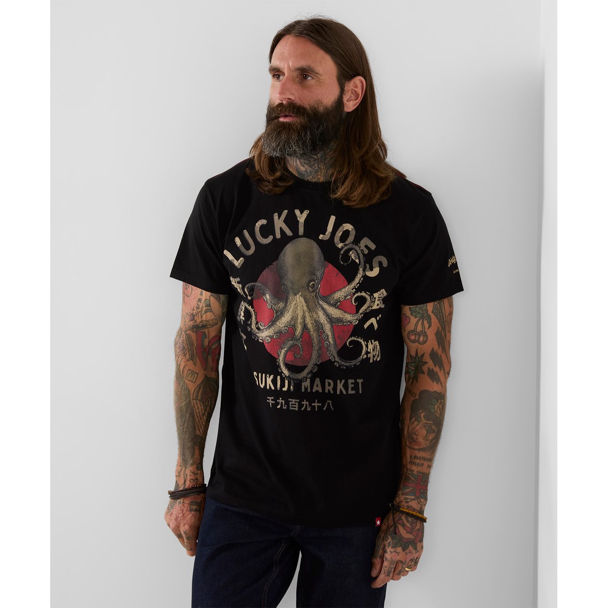 T-Shirt Pieuvre Lucky Joes noir, JOE BROWNS