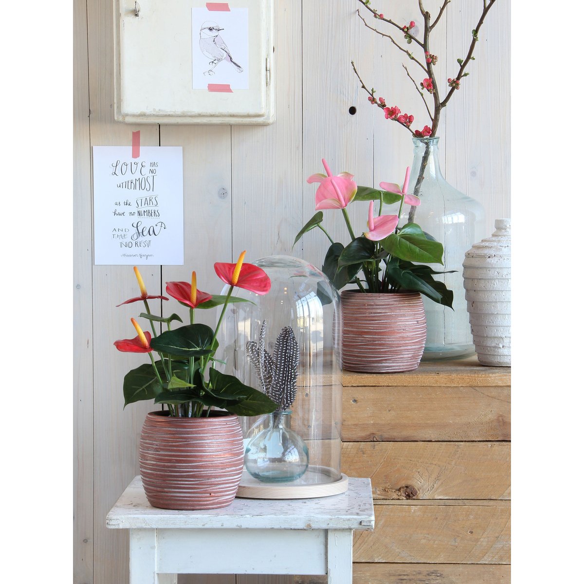 Plante artificielle ANTHURIUM rouge, MICA DECORATIONS