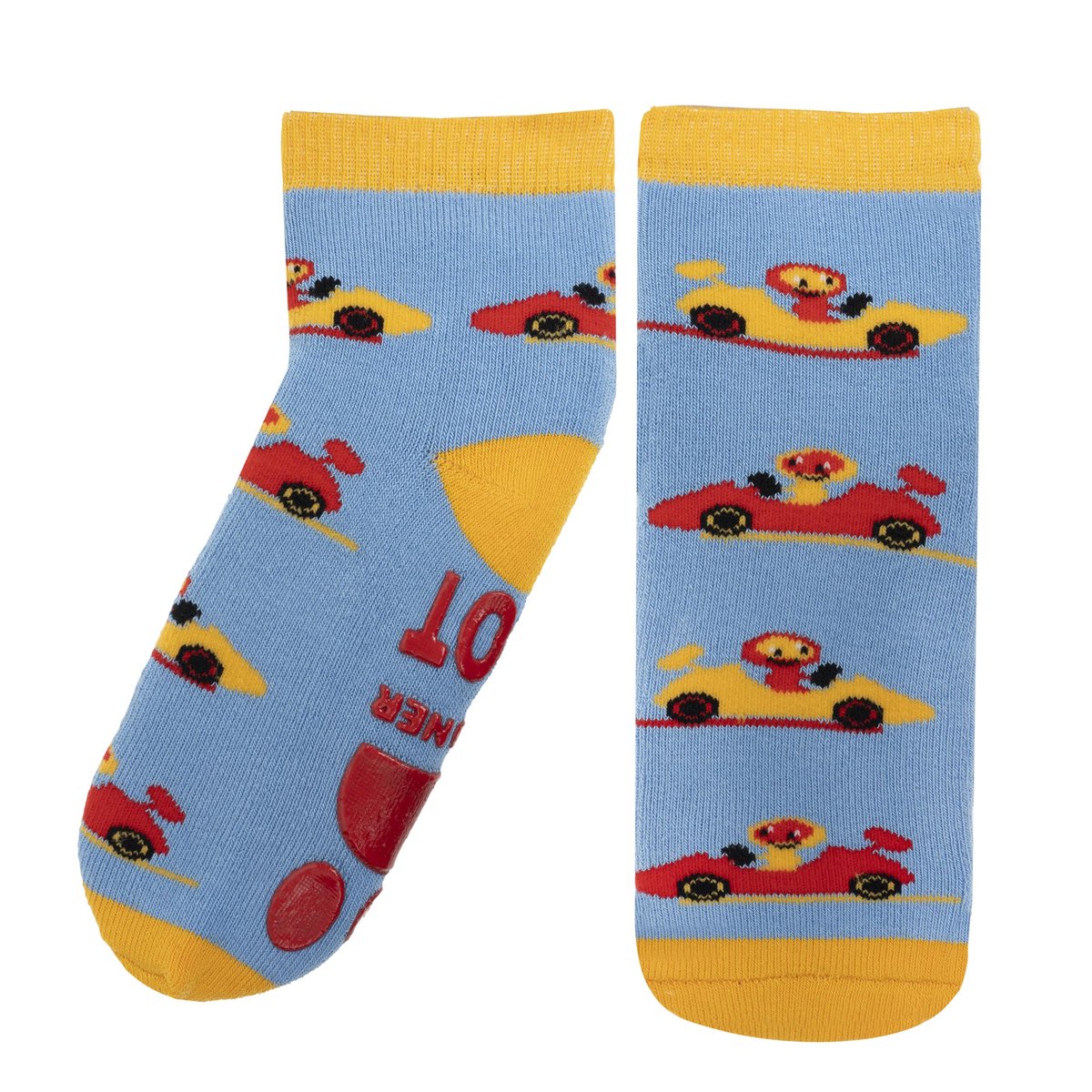 Chaussettes anti-dérapantes coton, picots antidérapants bleu, ISOTONER