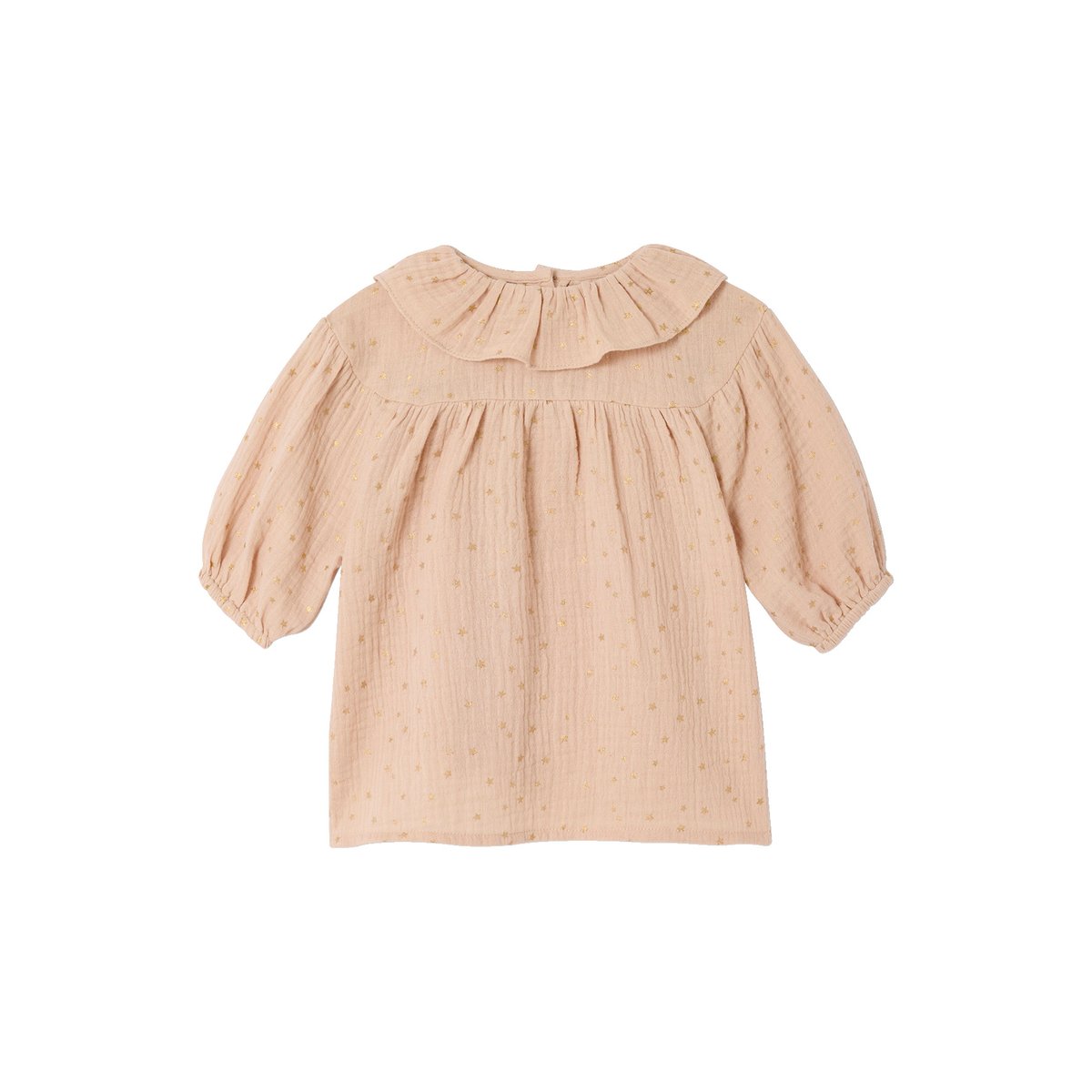 Robe bébé gaze étoilée beige poudré, VERTBAUDET