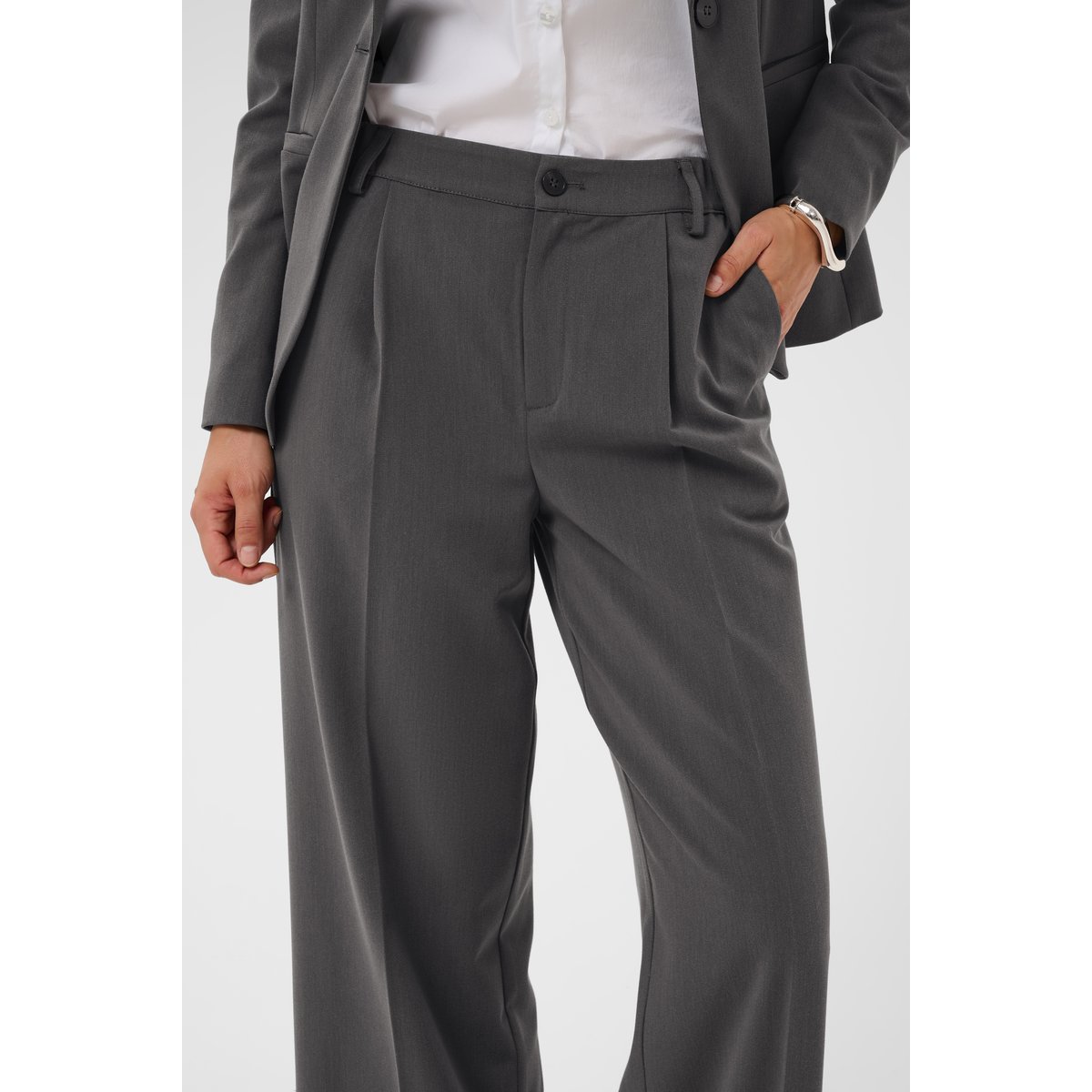 Pantalon de costume gris dark grey melange, KAFFE