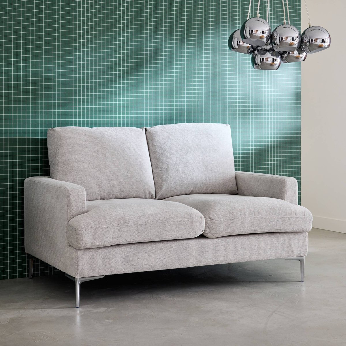 Canapé 2 places tissu HANS gris clair, SWEEEK