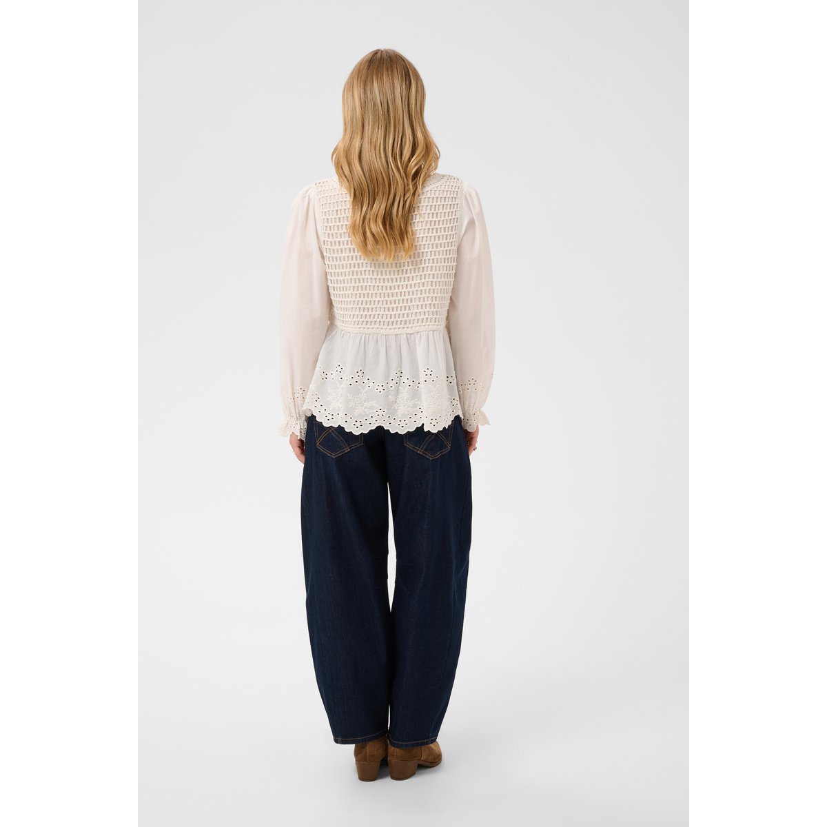 Blouse à manches longues blanc whisper white, CREAM