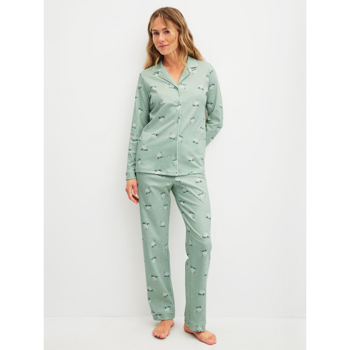 Pyjama manches longues Coton CAT DREAMS aqua clair, CALIDA