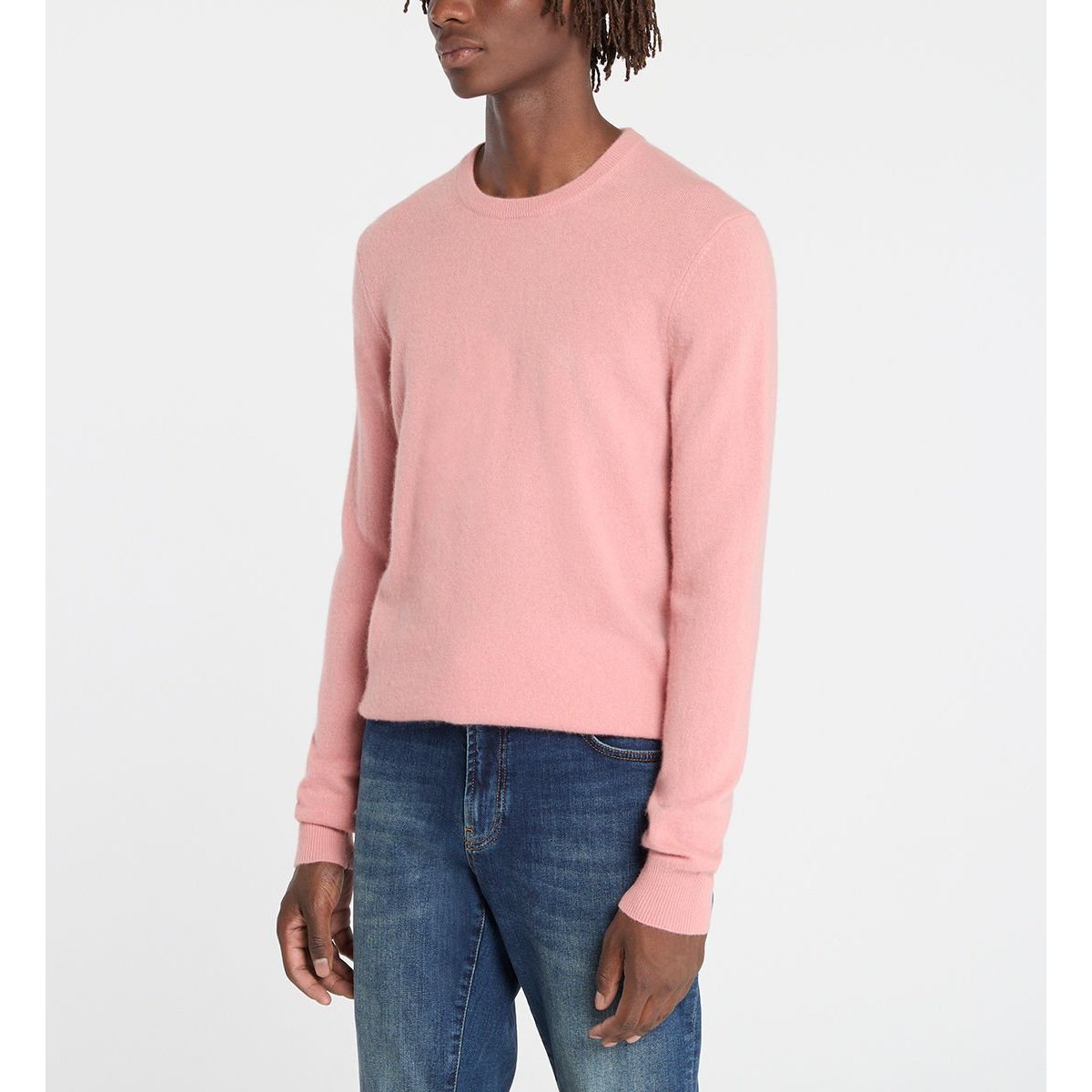 Pull droit uni nachron en cachemire rose poudré, GALERIES LAFAYETTE