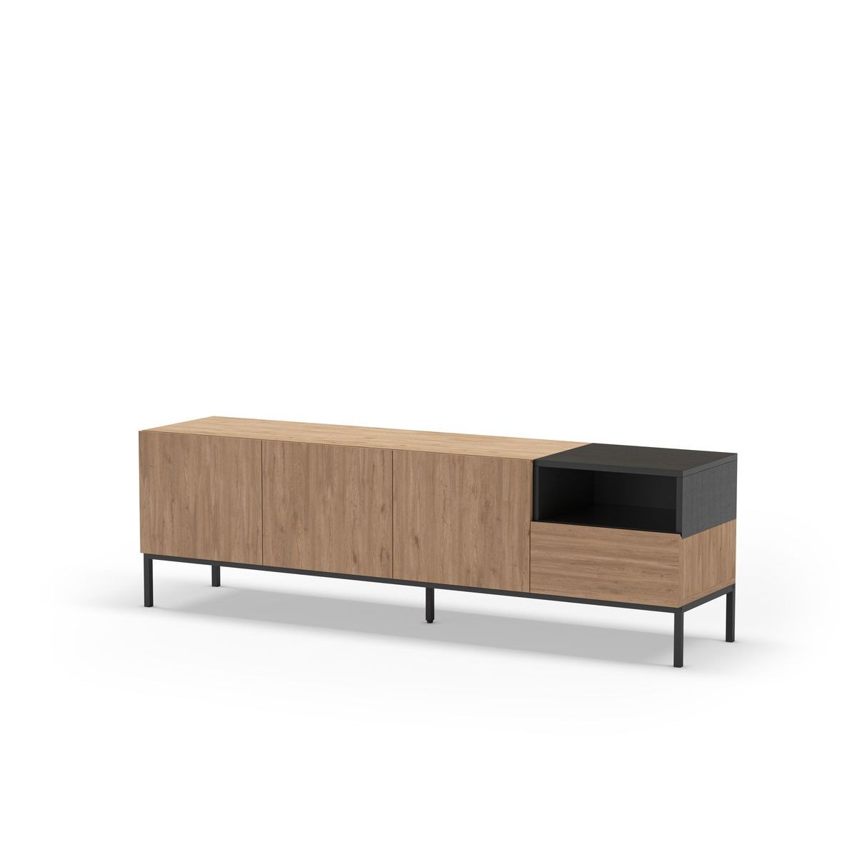 Meuble TV 180 cm panneaux de particules, CECILIA marron clair, BOBOCHIC