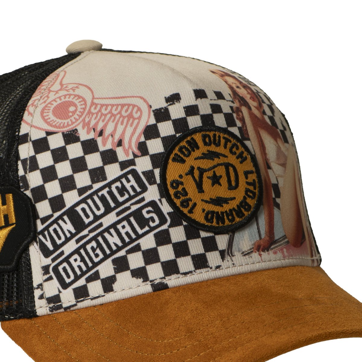 Casquette trucker SUBLI marron/orange/noir/beige/rose, VON DUTCH