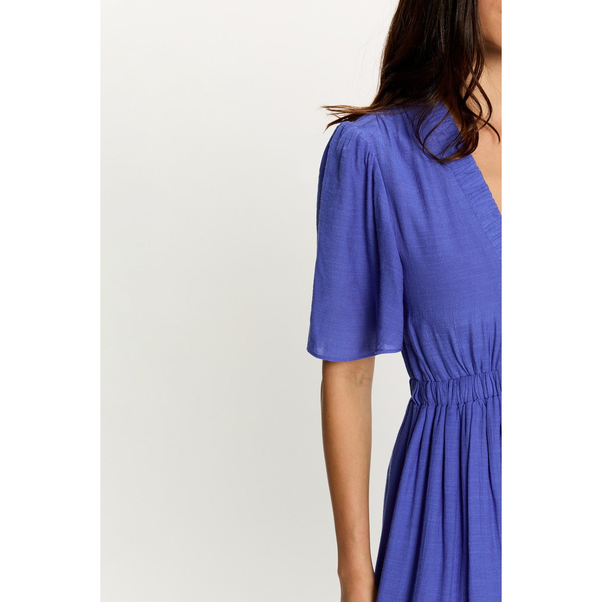 Robe courte plissée bleu, MORGAN