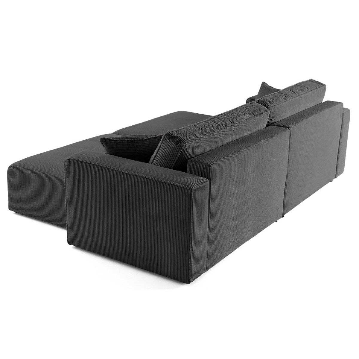 Topaze - Canapé droit 4 places avec double méridienne - assise profonde - en velours côtelé gris, BEST MOBILIER