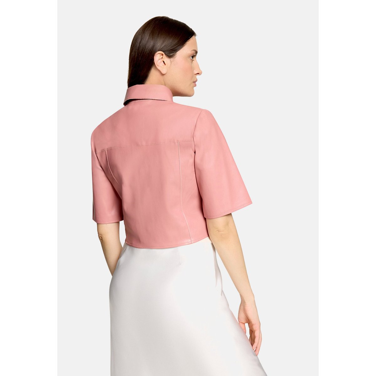 Veste en simili cuir manches courtes ash rose, VERA MONT