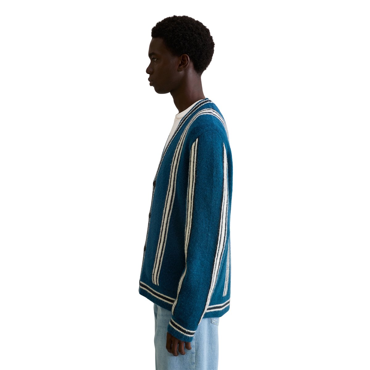 Veste en tricot regular en doux mélange de laine vierge bleu foncé, MARC O’POLO DENIM