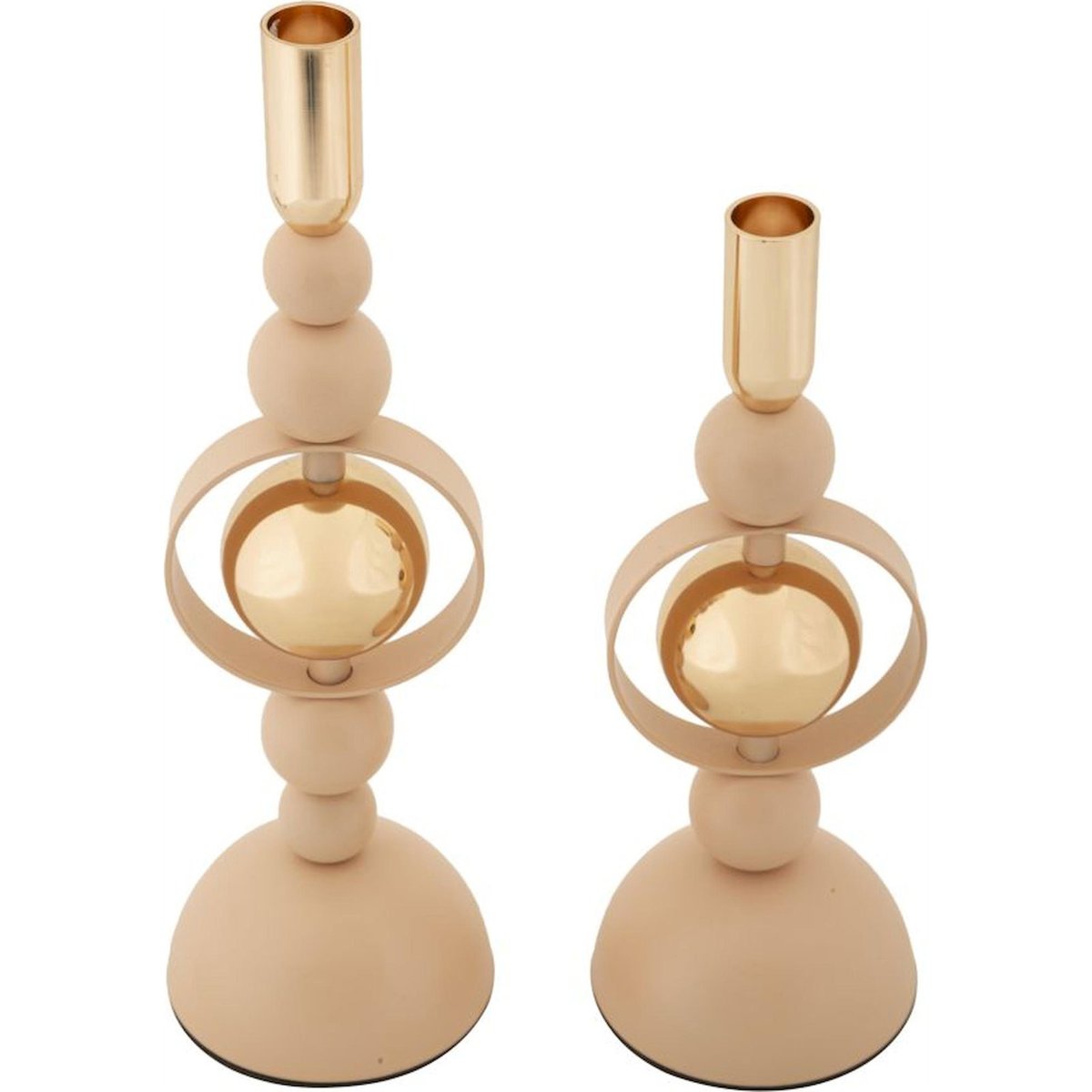 Lot de 2 bougeoirs en fer anneaux GLAM rose et doré, RECOLLECTION