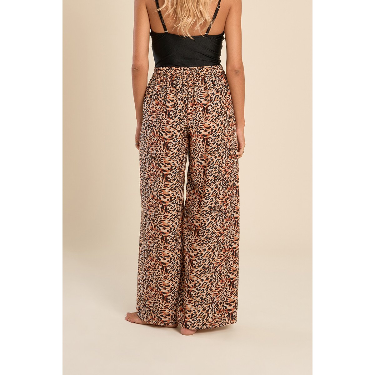 Pantalon large imprimé et ceinture à nouer orange romy, MOLLY BRACKEN