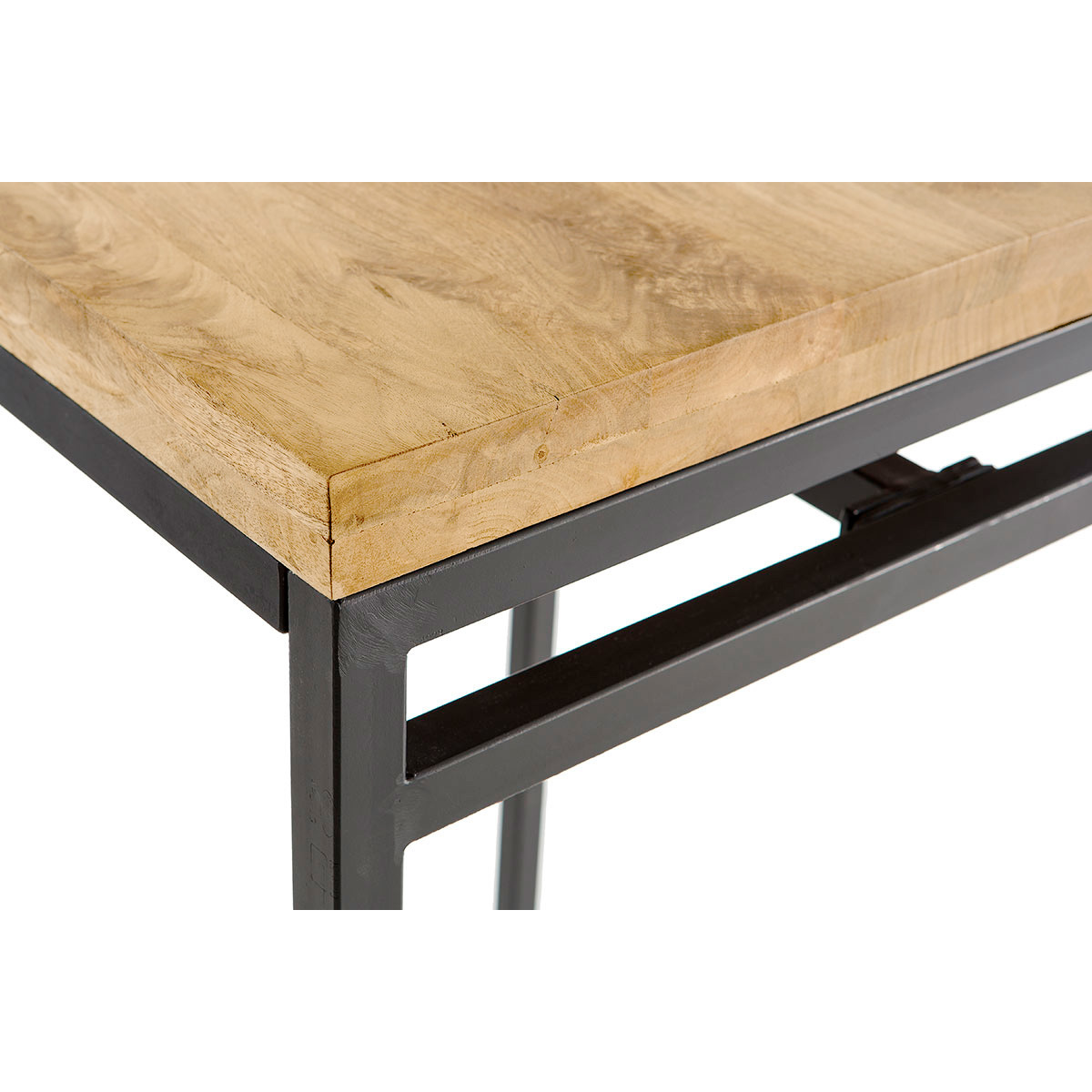Table haute carrée en manguier massif et métal noir L70 cm YPSTER bois clair / noir, MILIBOO