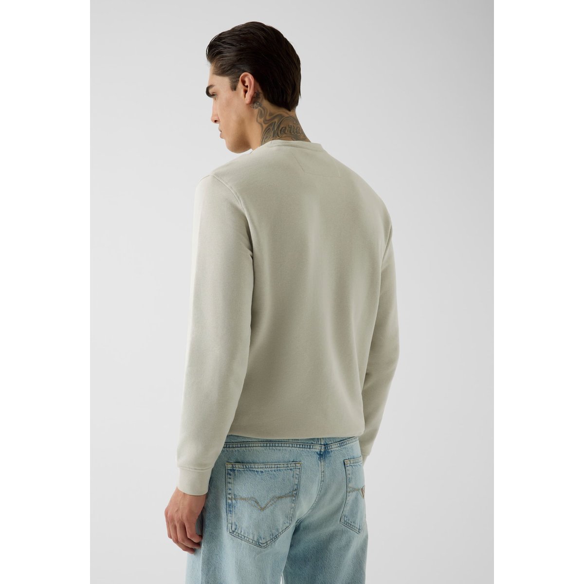 Sweatshirt Avec Logo Brodé gris clair, GUESS
