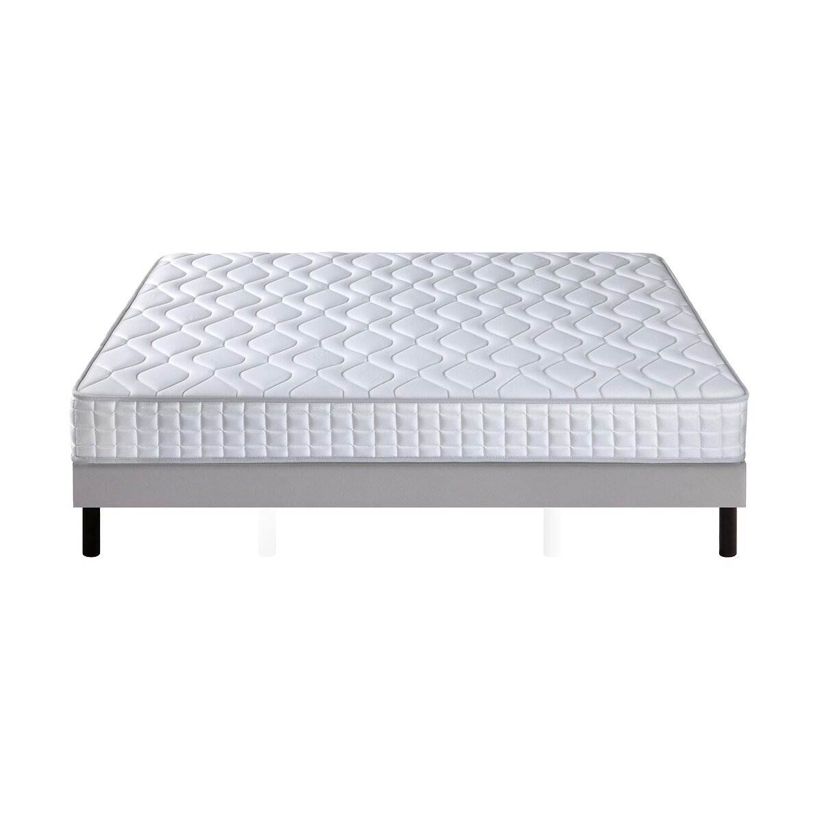 Ensemble matelas ressorts + sommier, Distinct 3 blanc/gris souris, EPEDA