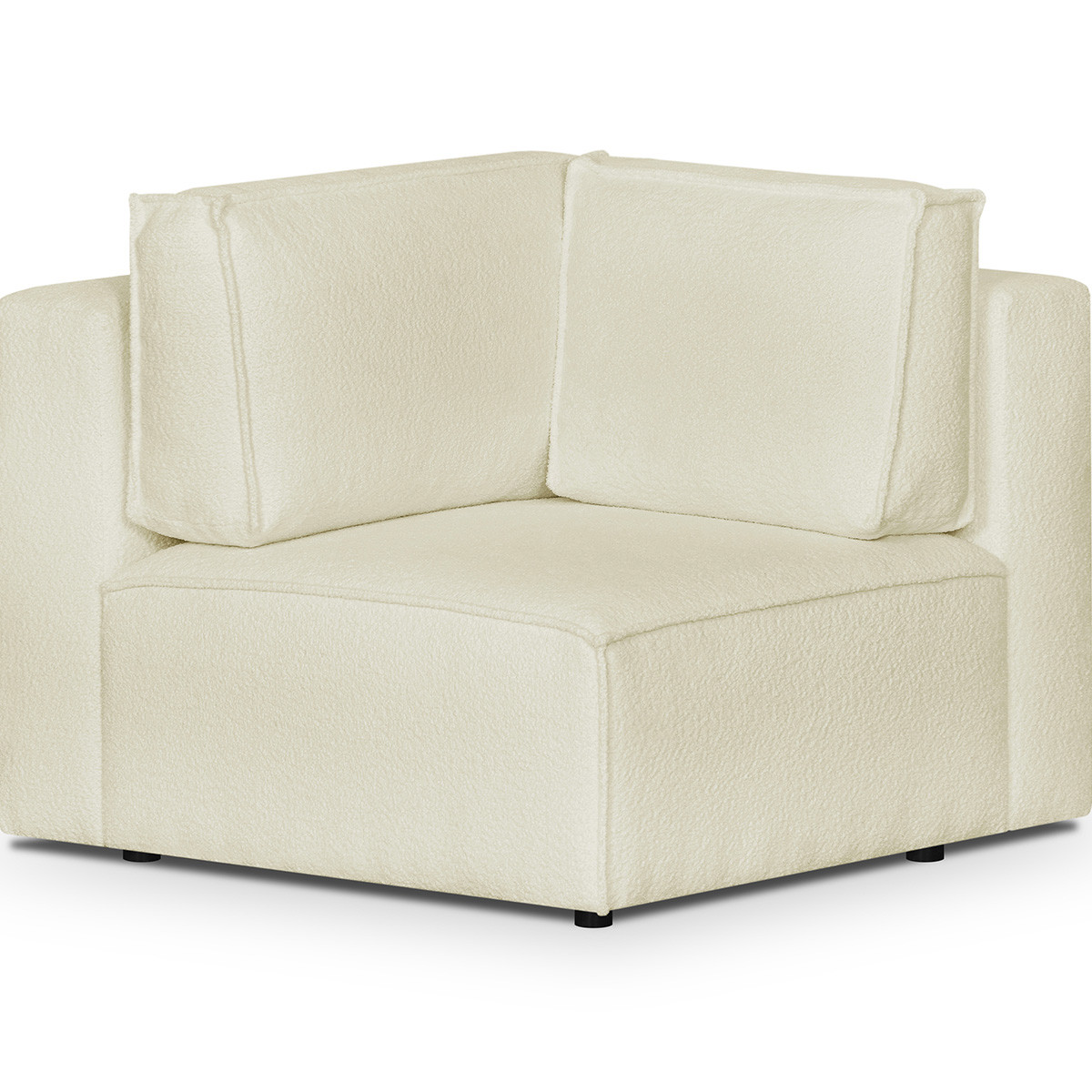 Canapé d'angle droit convertible 8 places en tissu bouclé - HARPER MOD ecru, HOMIFAB