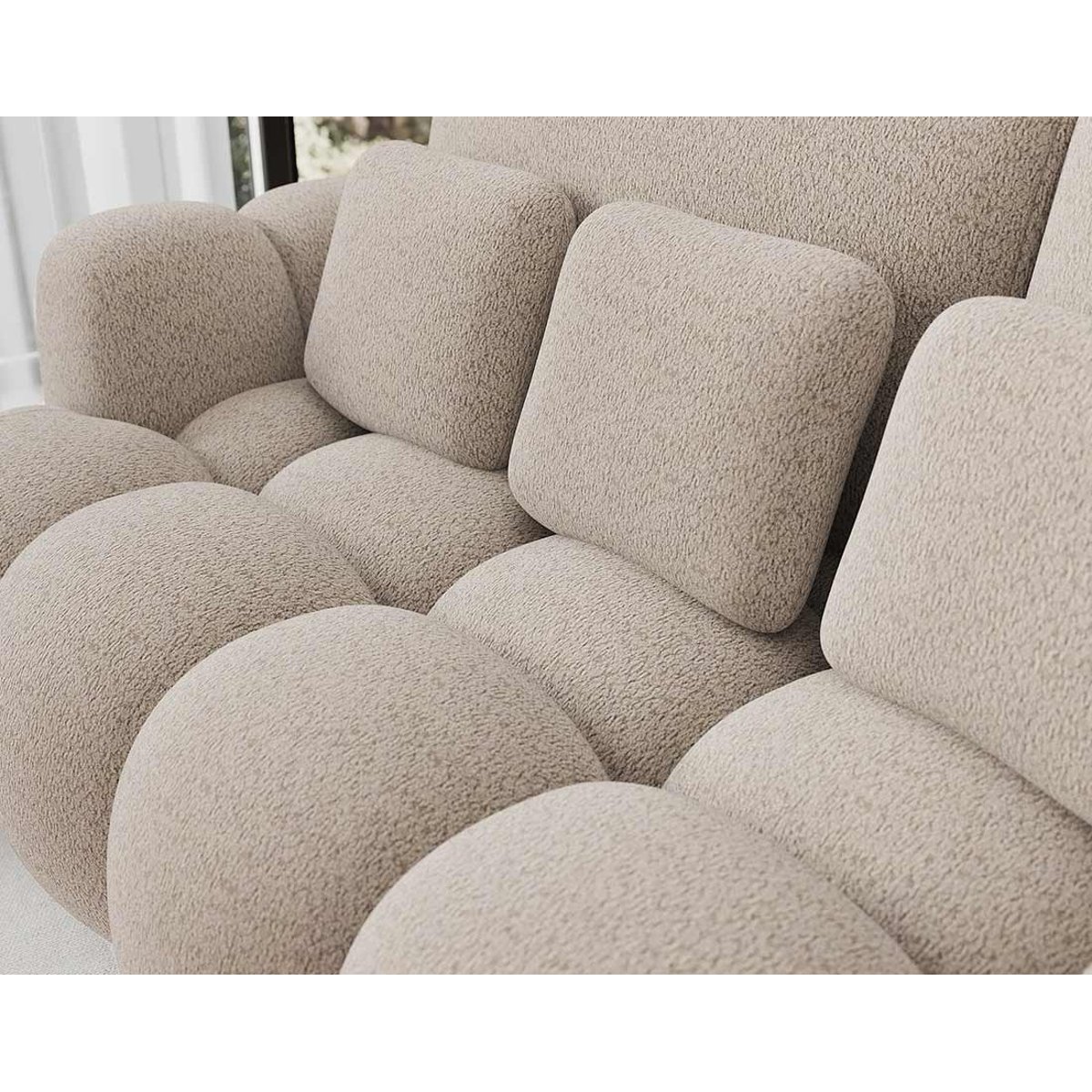 Canapé convertible tissu bouclette 3pl, DORIAN beige, BEST MOBILIER