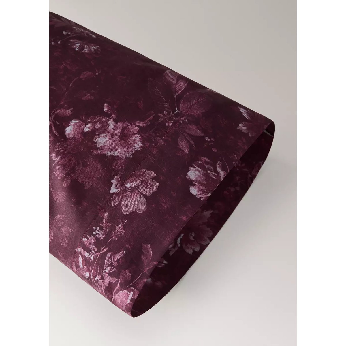 Taie d’oreiller 100 % coton floral 45x110 cm lie de vin, MANGO HOME