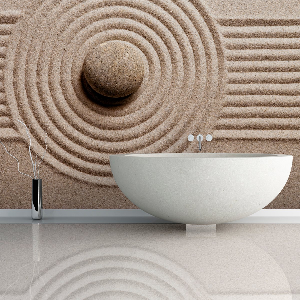 Papier peint intissé panoramique Orient relaxation - zen multicouleur, EDEN