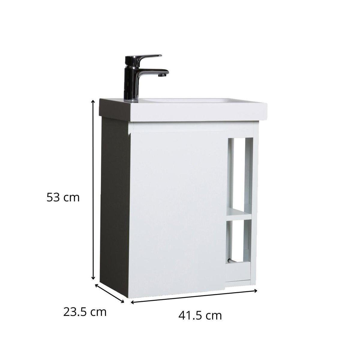 Ensemble lave-mains avec rangement latéral avec robinet chromé HAMPTON blanc brillant, MOB IN