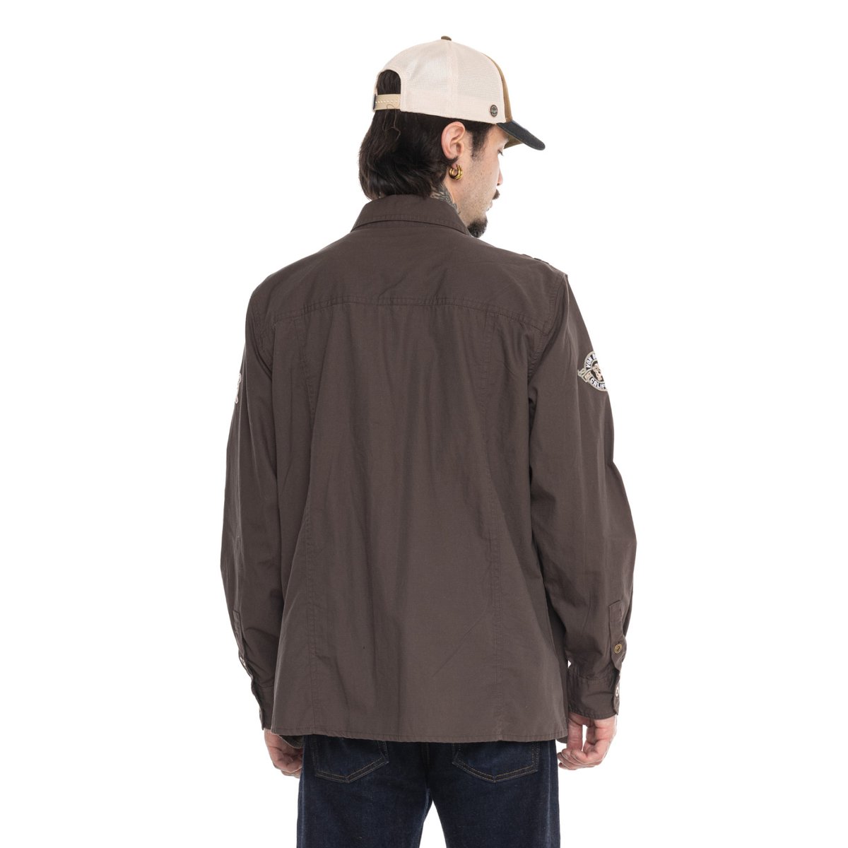 Chemise coton STOP marron, VON DUTCH