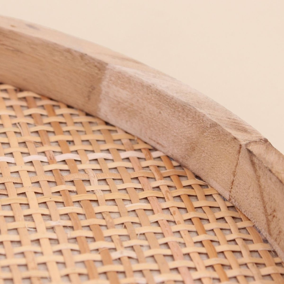 Set de 2 plateaux ronds en cannage naturel, ORNAMI
