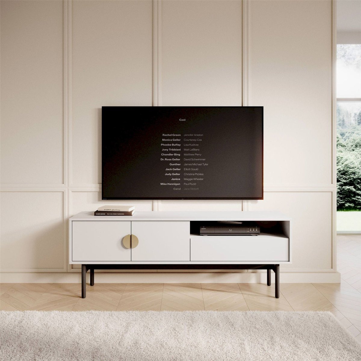Meuble tv collection STOON avec tiroir et niche blanc, RECOLLECTION