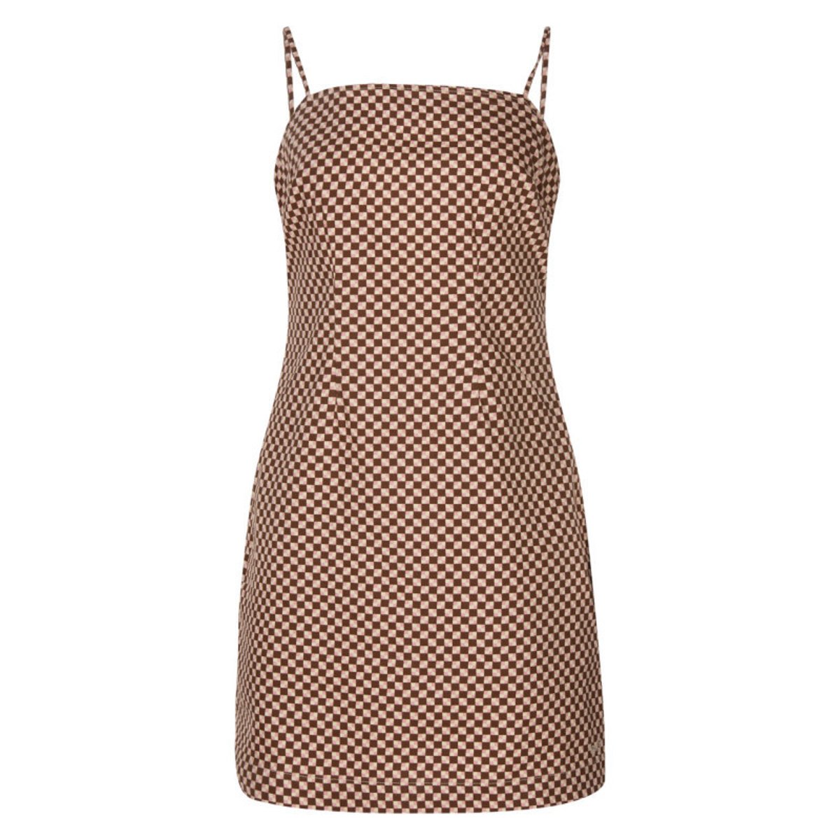Robe courte rouge carreaux coupe ajustée col rond et à manches à bretelles rouge, LEVI'S