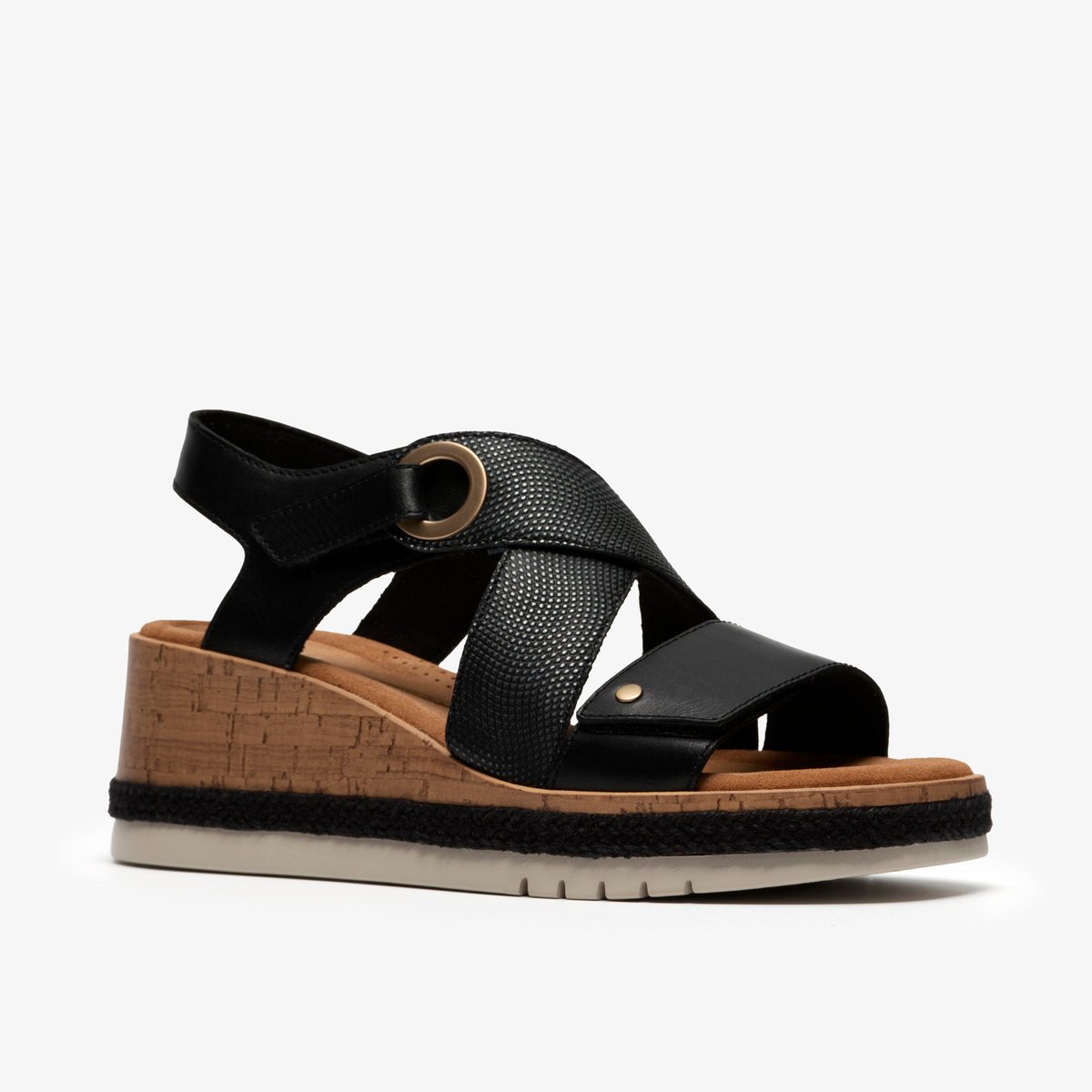 Sandales spartiates Cuir Kidiki Sun Black Combi noir, CLARKS