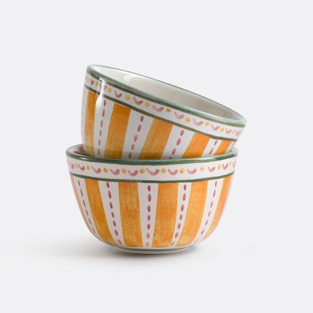 Lot de 2 bols en grès émaillé avec motifs, Baldia multicolore, LA REDOUTE INTERIEURS